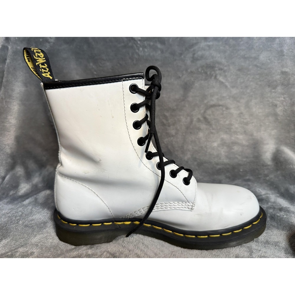 Dr. Martens Boots Womens Size 8 White 1460‎ Leather Ankle Combat Lace Up Docs - Picture 6 of 15